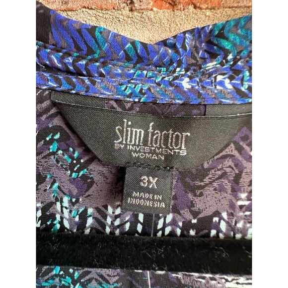 Slim Factor Blue Button Down Woman's blouse Size 3X - Picture 4 of 5